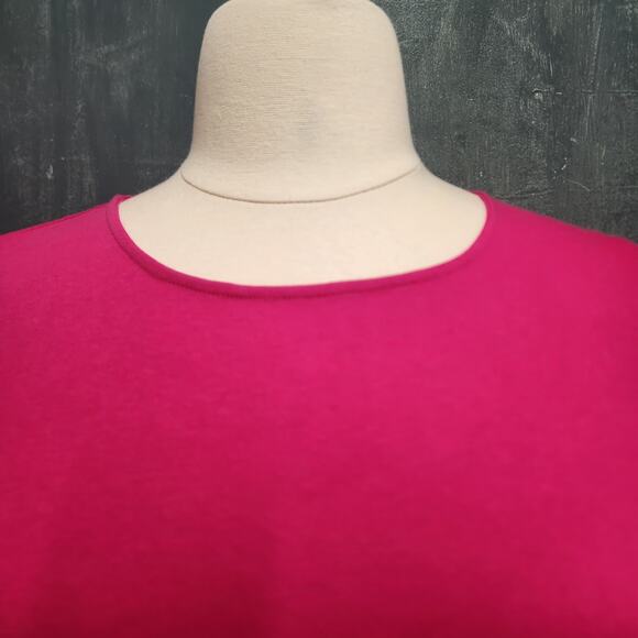 Woman Within Plus Size Cut-Out Sleeve Tunic Raspberry Sorbet 14/16 Round Hem - Picture 3 of 11